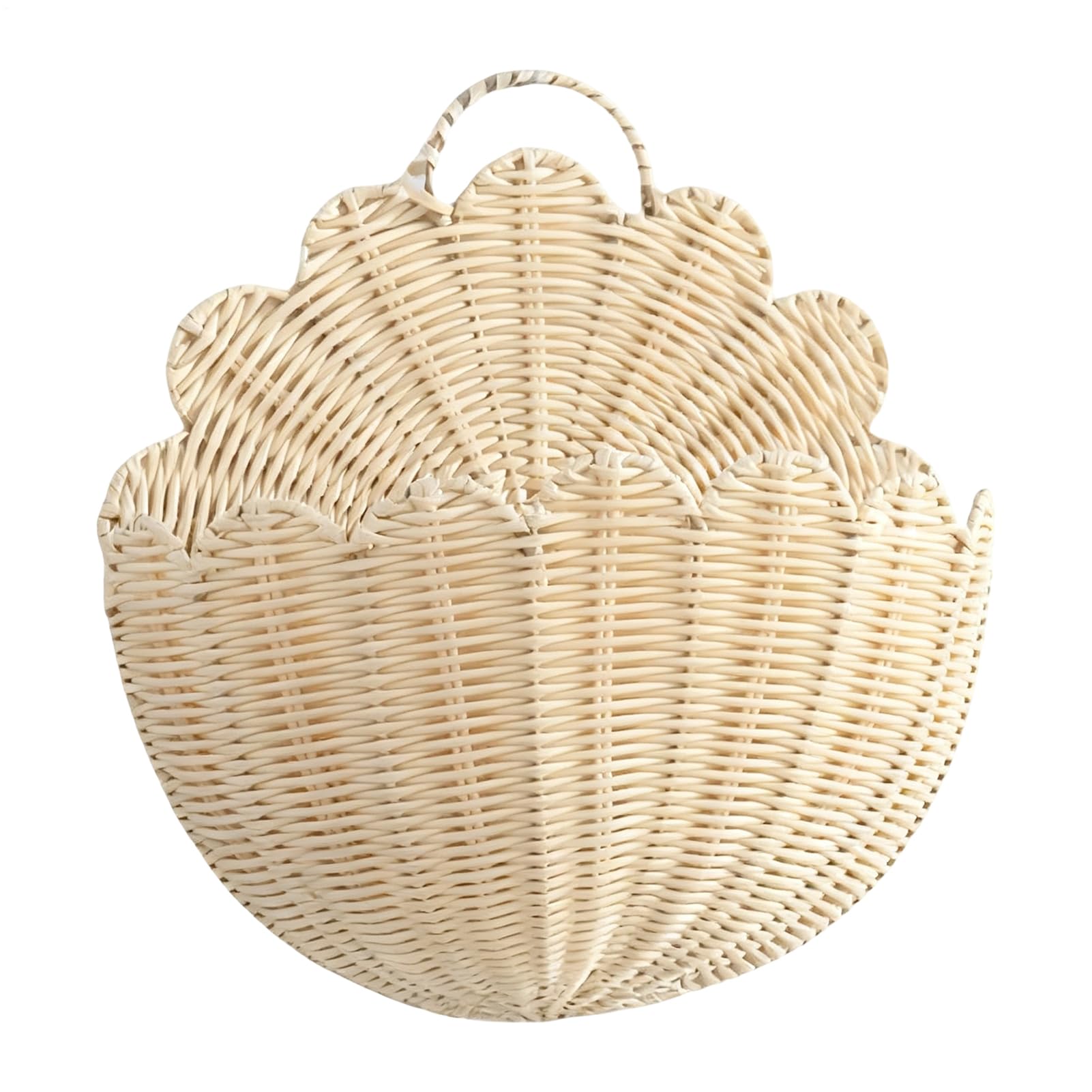 Cesta Tejida Organizador Estético Festoneado | Cestas Decorativas con Bordes Ondulados Tejidas a Mano Para Sala Baño Cocina Guardería Granja Apartamento Fruta Verdura
