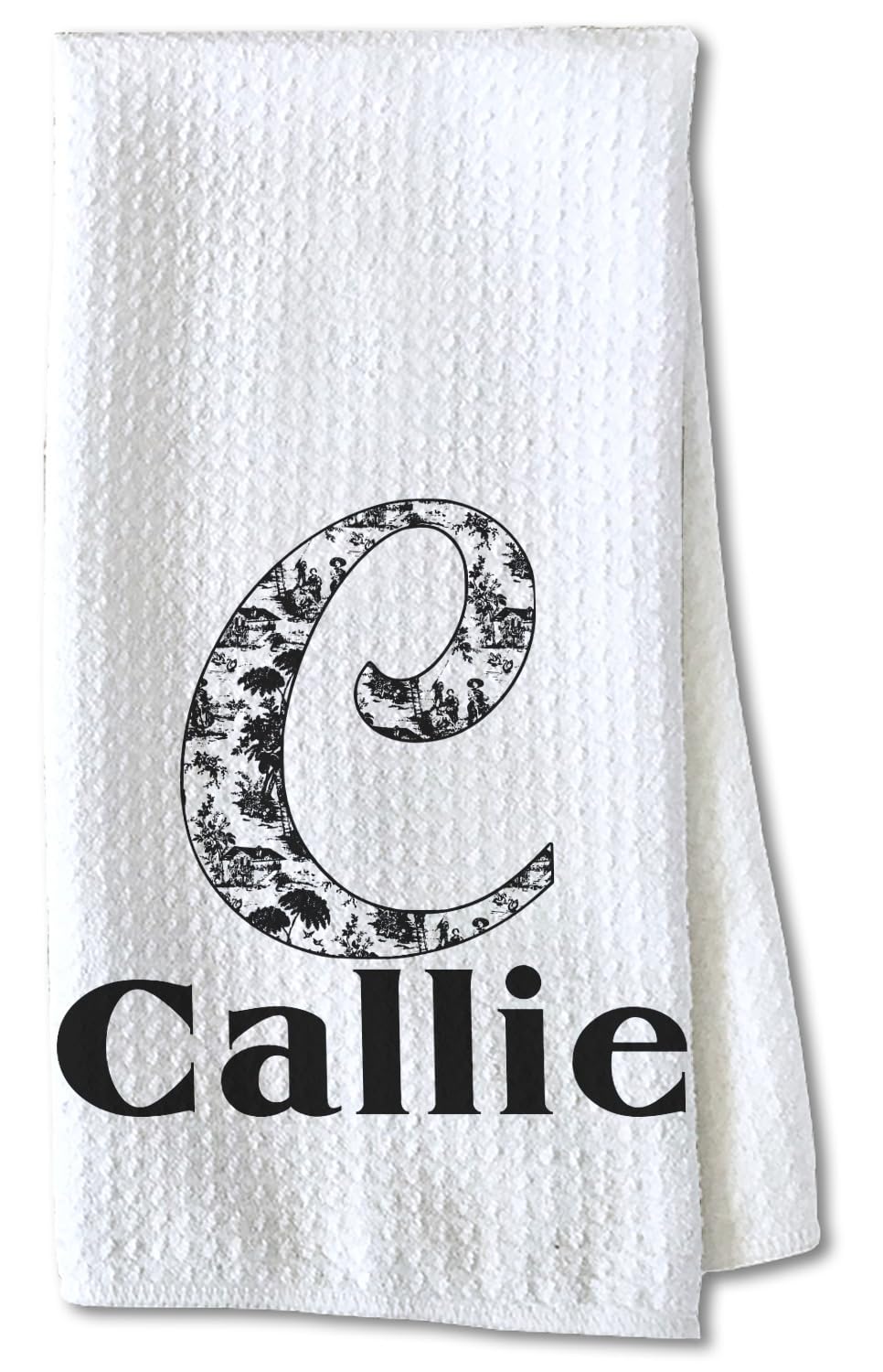 YouCustomizeIt Personalized Toile Kitchen Towel - Waffle Weave - Partial Print