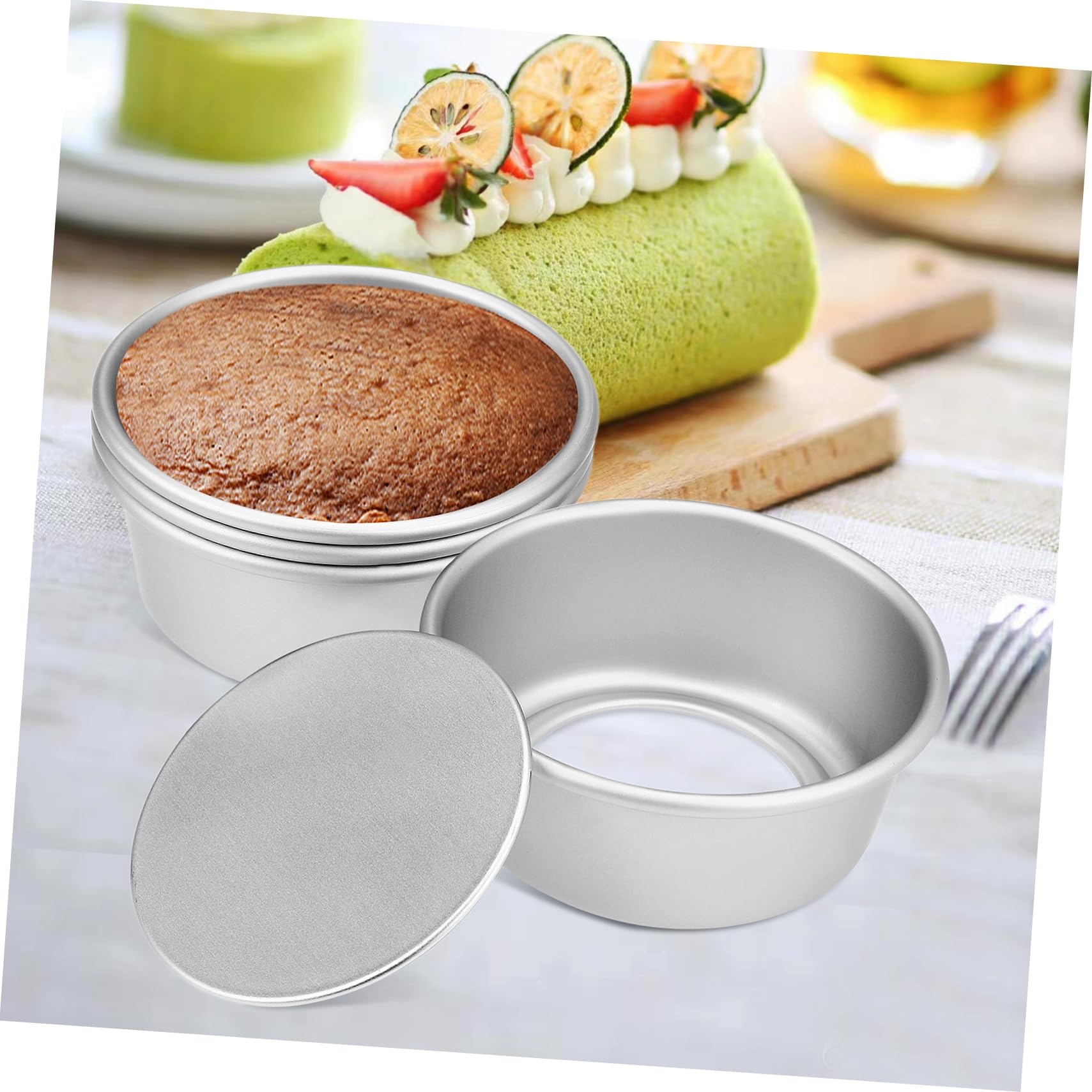 Moules à gâteaux, moules à gâteaux Lot de 4 moules à gâteaux ronds en alliage d'aluminium, petits moules à gâteaux avec fond amovible, démoulage facile for la cuisson
