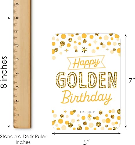 Miniatura 5 de Big Dot of Happiness Golden Birthday - Juego de 18 tarjetas y marcadores de bingo con imágenes - Juego de bingo para fiesta de cumpleaños