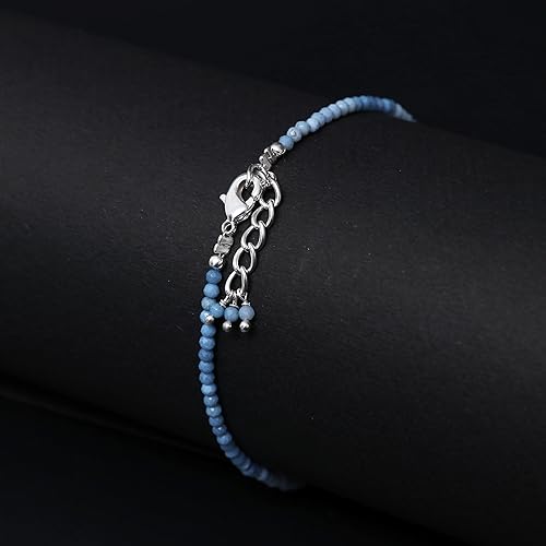 Miniatura 2 de Gempires Natural Blue Opal Beads Beaded Bracelets For Women Hypoallergenic 7 + 1 Inch Adjustable Chain (Blue Opal)
