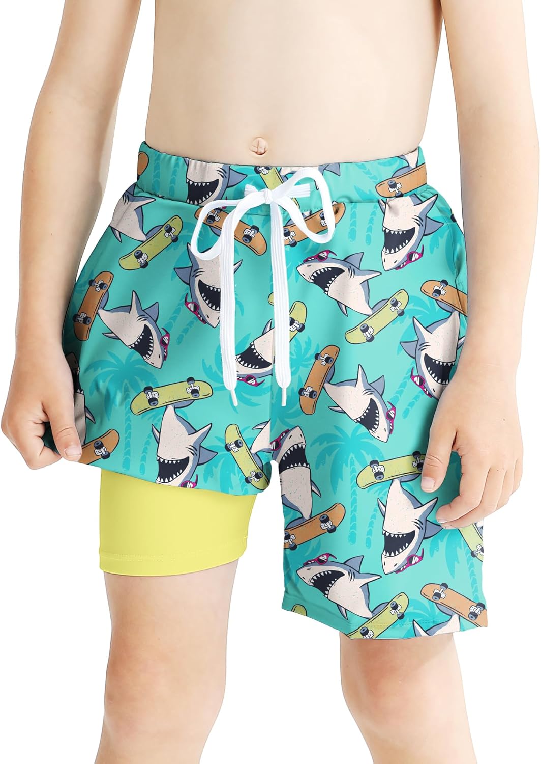 Boys Swim Trunks with Compression Liner Boy Stretch Quick Dry Swim Shorts Kids UPF 50+ Beach Swimsuit 5-10 Years - Image 6