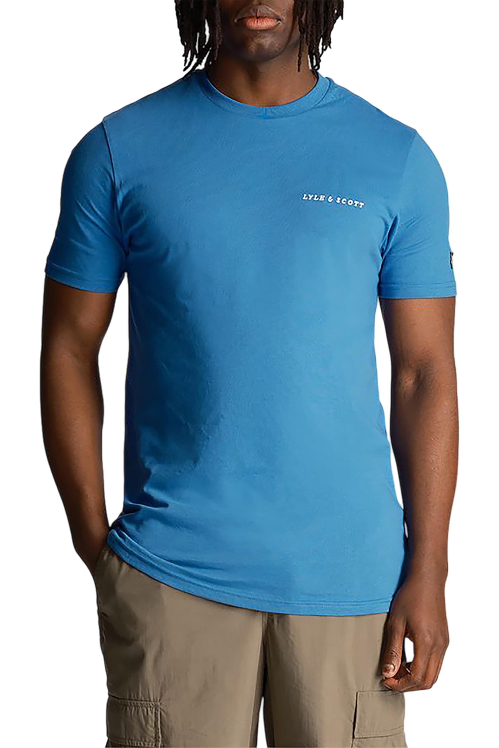 Lyle And Scott Men's Blue Lyle & Scott Embroidered Logo Spring T Shirt  40 L