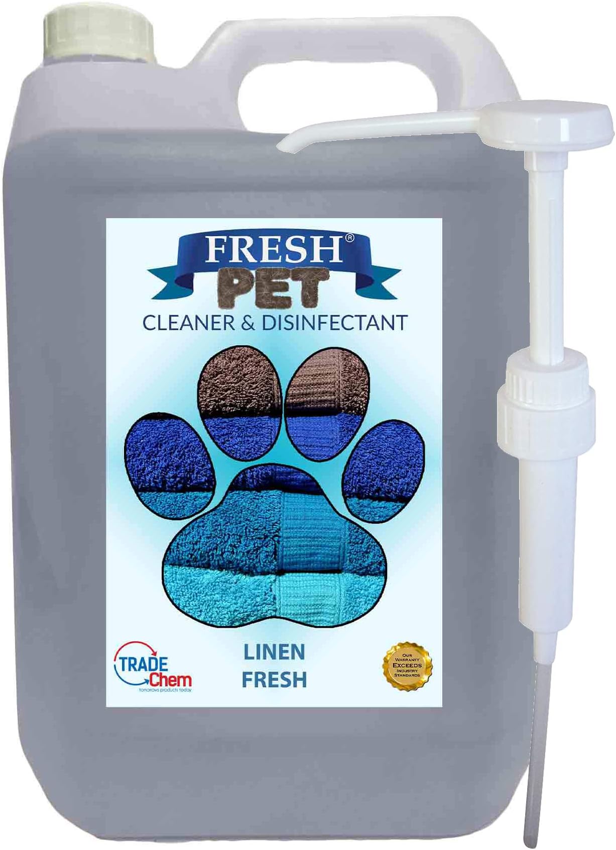 Trade Chemicals Fresh Pet Kennel/Cattery Disinfectant & Deodoriser 5L LINEN FRESH - WITH PUMP