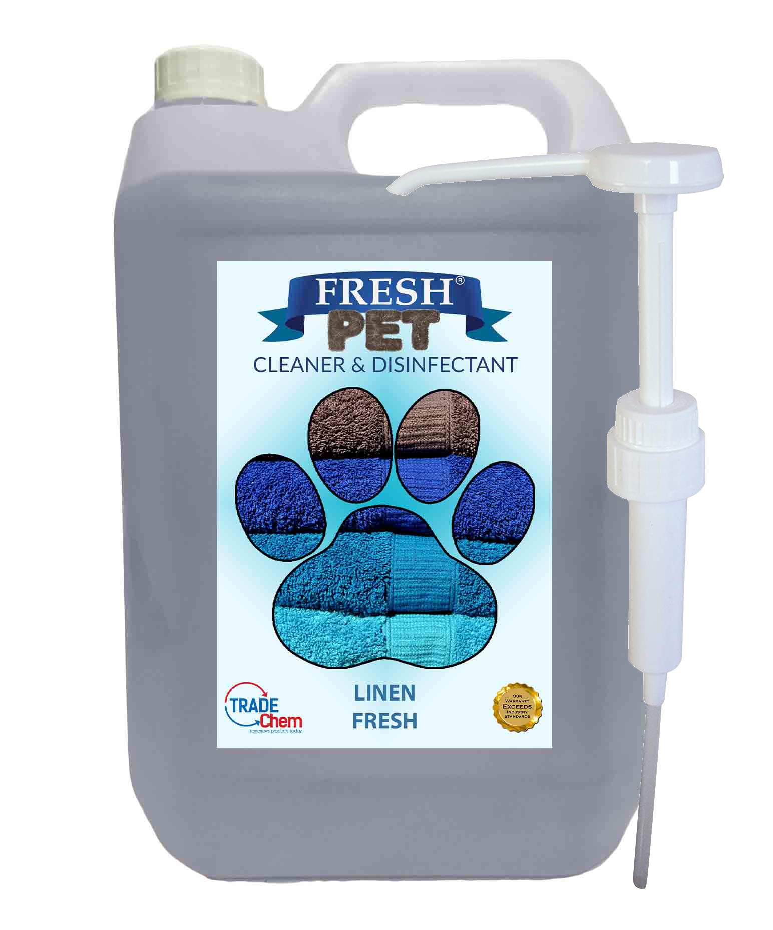 Trade ChemicalsFresh Pet Kennel/Cattery Disinfectant & Deodoriser 5L LINEN FRESH - WITH PUMP