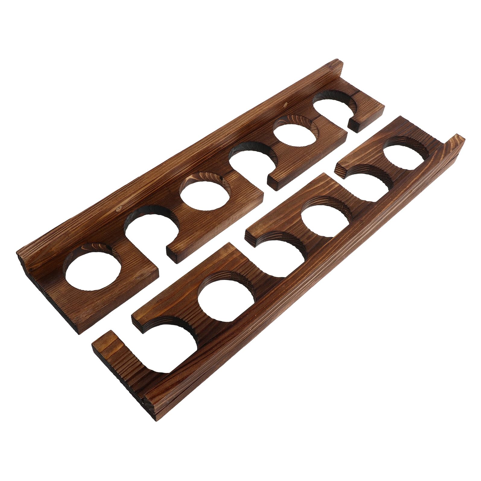 TOYANDONA Supporto per Canne da Pesca in Legno Massello da Parete 2 Pezzi 6 Slot Portacanna da Pesca da Appendere Salvaspazio per Garage e Casa Organizer Rustico