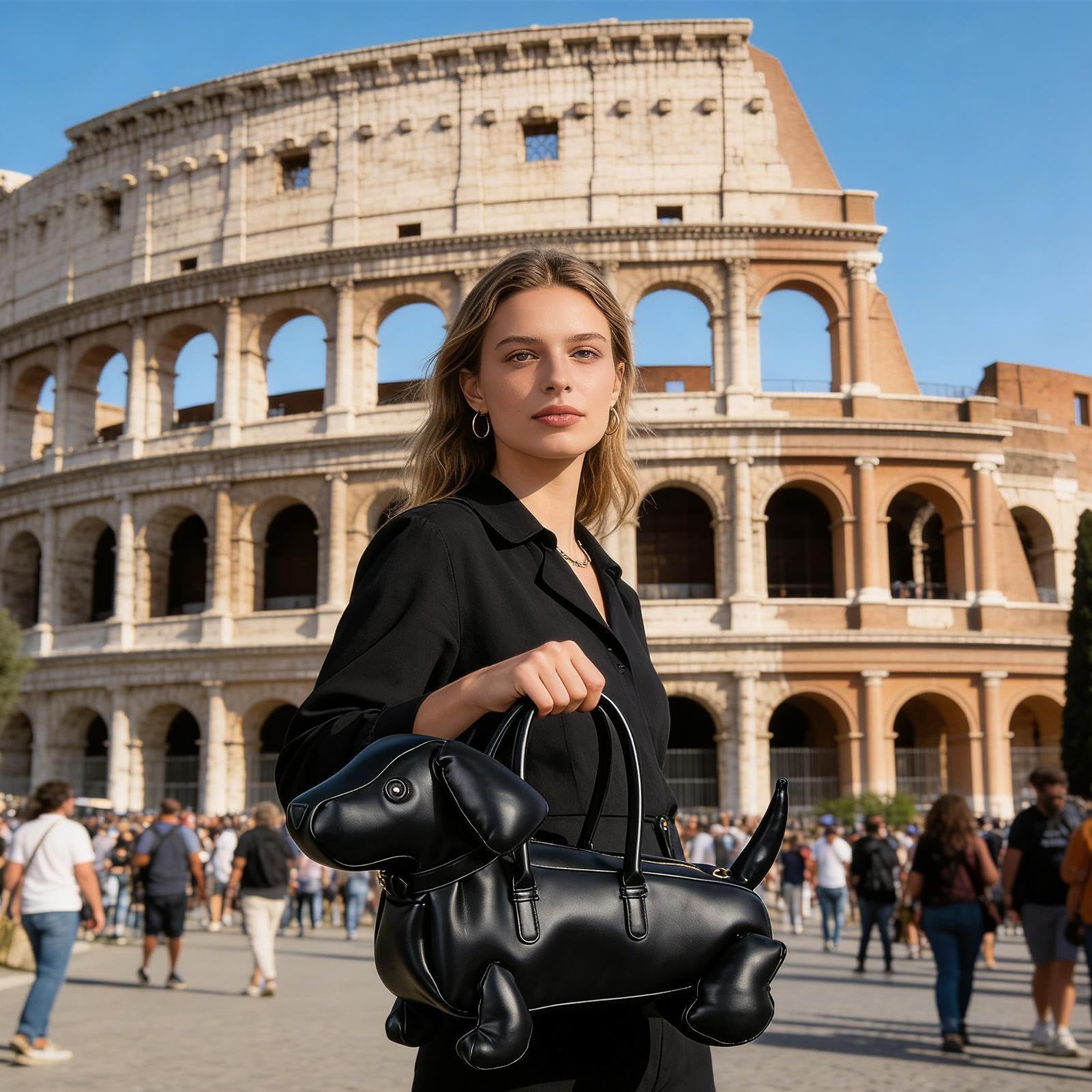 Borsa Donna Borsa a Tracolla Impermeabile in Pelle a Forma di Cane | Borse A Mano Con Stampa Animale E Cerniera per Ragazze Viaggio Quotidiano Ufficio Shopping Compleanno Vacanza