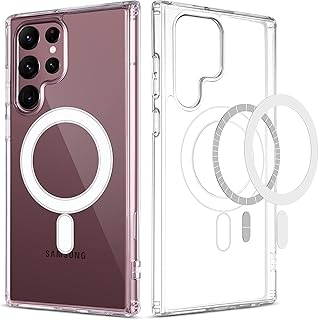 Compatible for Samsung Galaxy S22 Ultra 6.8 Inch Slim Thin Magnetic Case - Shock Absorption, Anti-Scratch Hard Back Crystal Cell Phone Cover