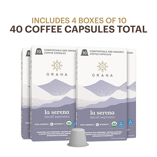 Miniatura 2 de G GRANA Cápsulas de café descafeinado, compatibles con Nespresso OriginalLine, 40 unidades, tostado oscuro, descafeinado, USDA orgánico 100% arábica