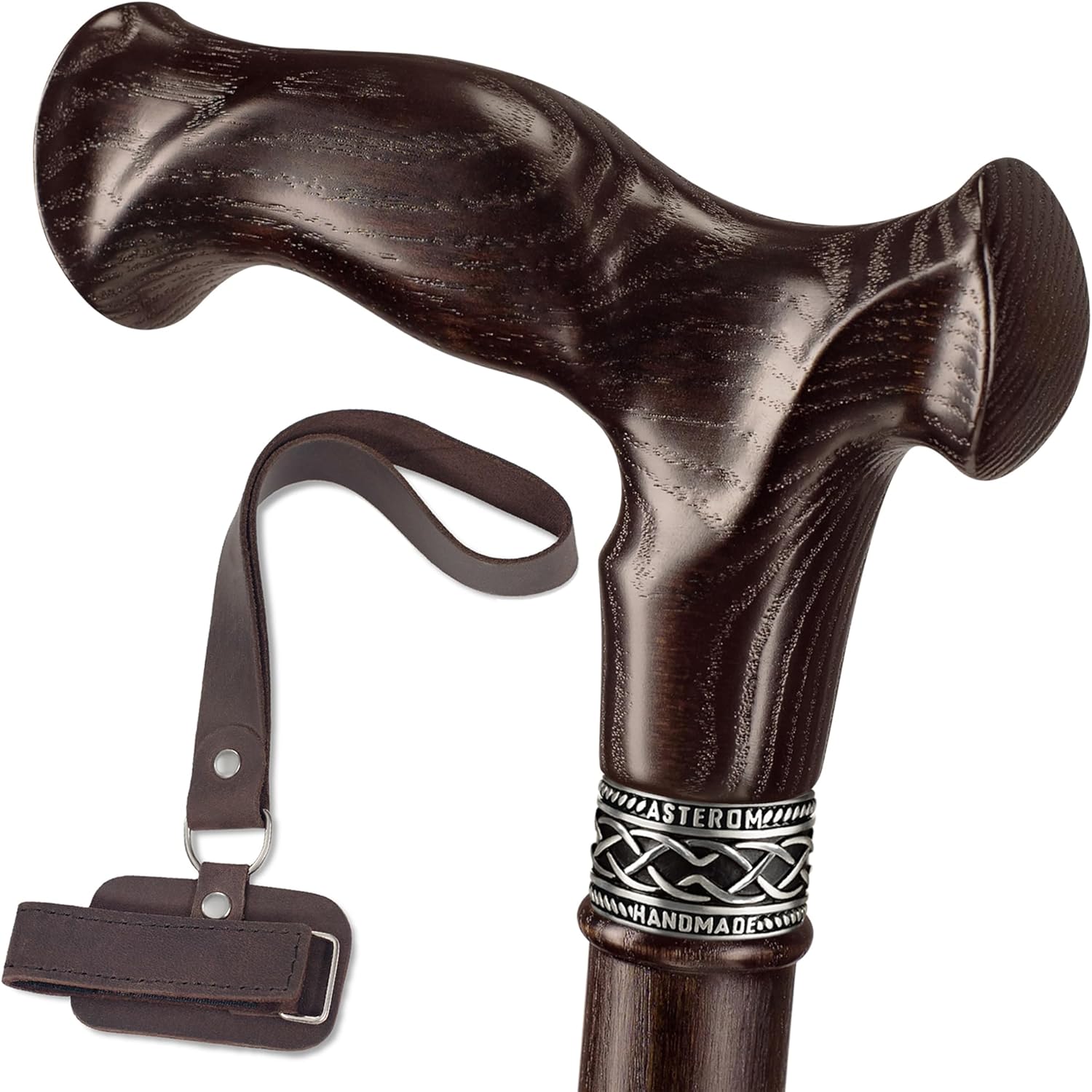 Asterom 35 inch Ergonomic Walking Cane with Stylish Leather