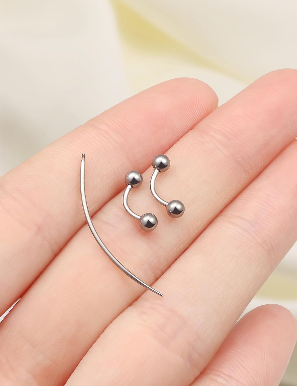 Eyebrow Piercing Jewelry F136 Titanium Internally & externally Threaded Curved Barbell Vertical Labret Lip Jewelry Ear Rook Navel Belly Button Ring Women Men 20g 18g 16g 6mm/8mm/10mm/12mm image 2