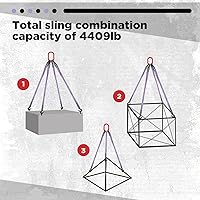 Vista 3 de Nuanchu Eslinga de cadena de 5 pies para elevación 2T correas de elevación para elevador 4409 libras con gancho de agarre de 4 patas y ajustador