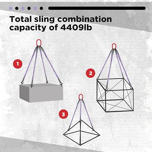 Miniatura 3 de Nuanchu Eslinga de cadena de 5 pies para elevación 2T correas de elevación para elevador 4409 libras con gancho de agarre de 4 patas y ajustador