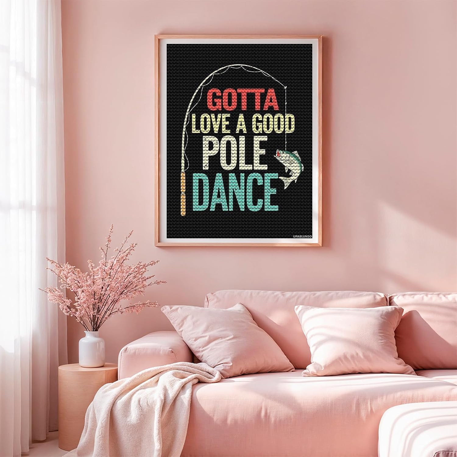 UPABLUNSO Diamond Painting Kits for Adults Fishing Gotta Love A Good Pole Dance Painting DIY 5D Full Drill Diamond Dots Paintings with Diamonds Gem Art and Crafts Home Decor 12"x16" image 2