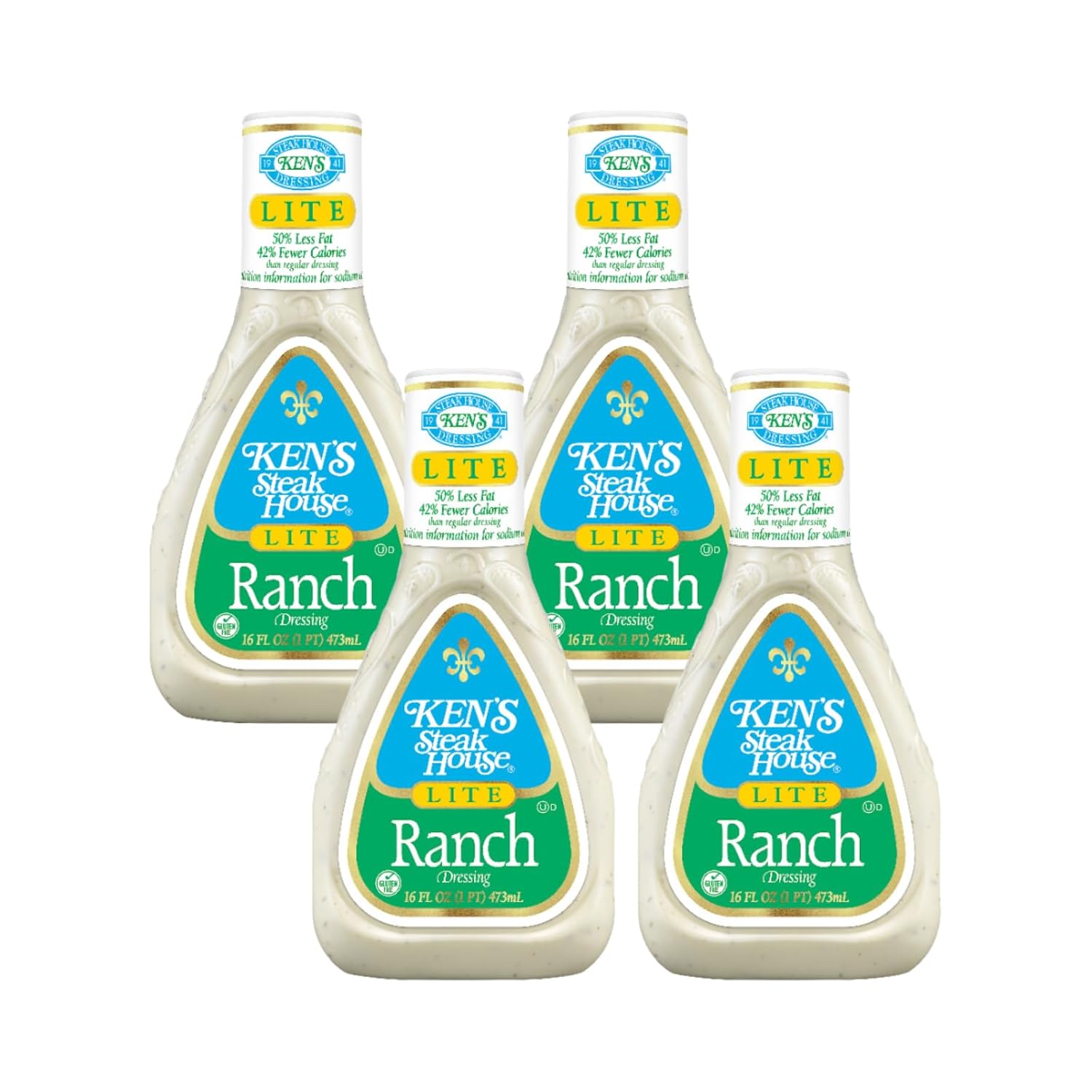 Ken's Steak House Lite Ranch Dressing,16 Fl Oz, (Pack of 4)