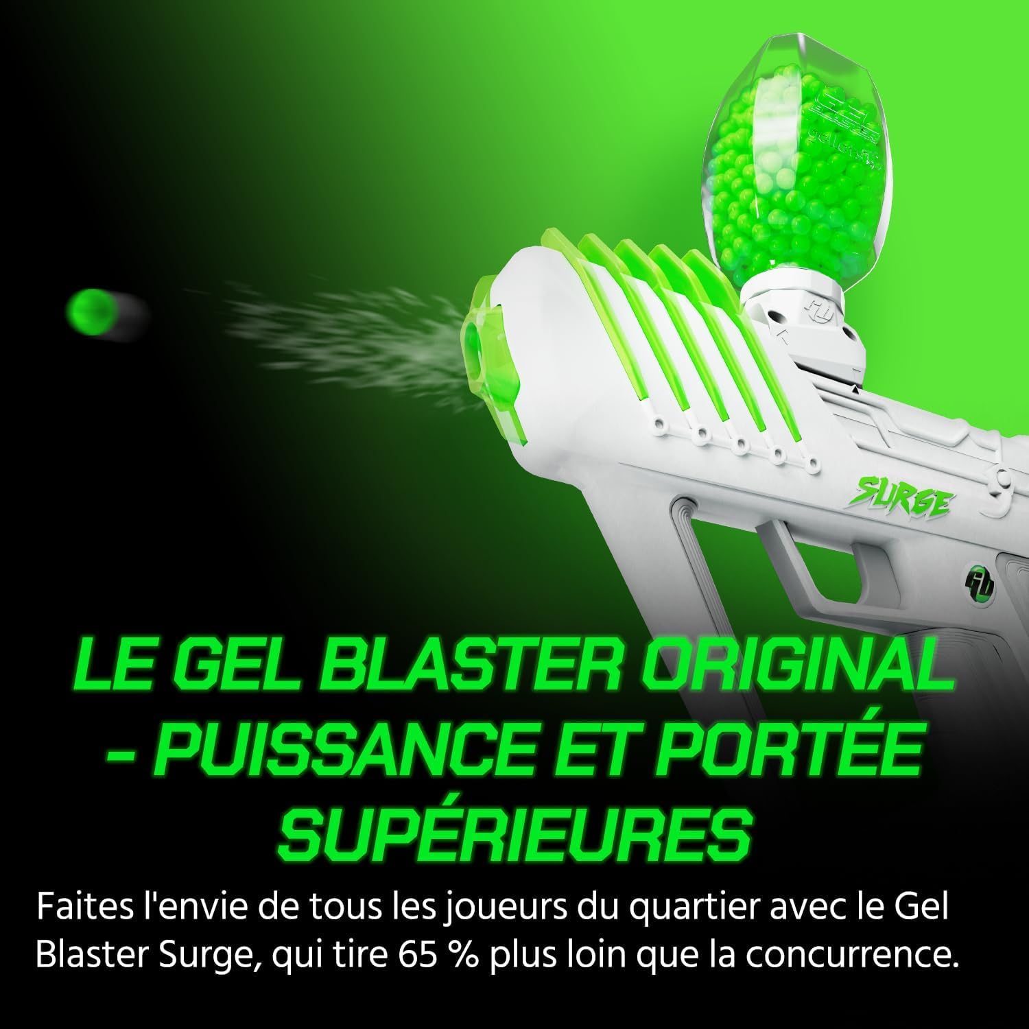 Gel Blaster The Original Surge - Blaster à Billes de Gel Haute Performance | Modes Semi-et Automatique | 10 K de Tours, portée de 30 mètres | Autonomie de la Batterie de 4 Heures | À partir de 14 Ans