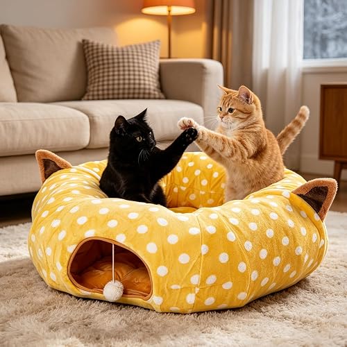 PETCUTE Juguetes Túneles para Gatos Juguete Interactivo en casa Camas para Gatos Conejo Túneles Plegable