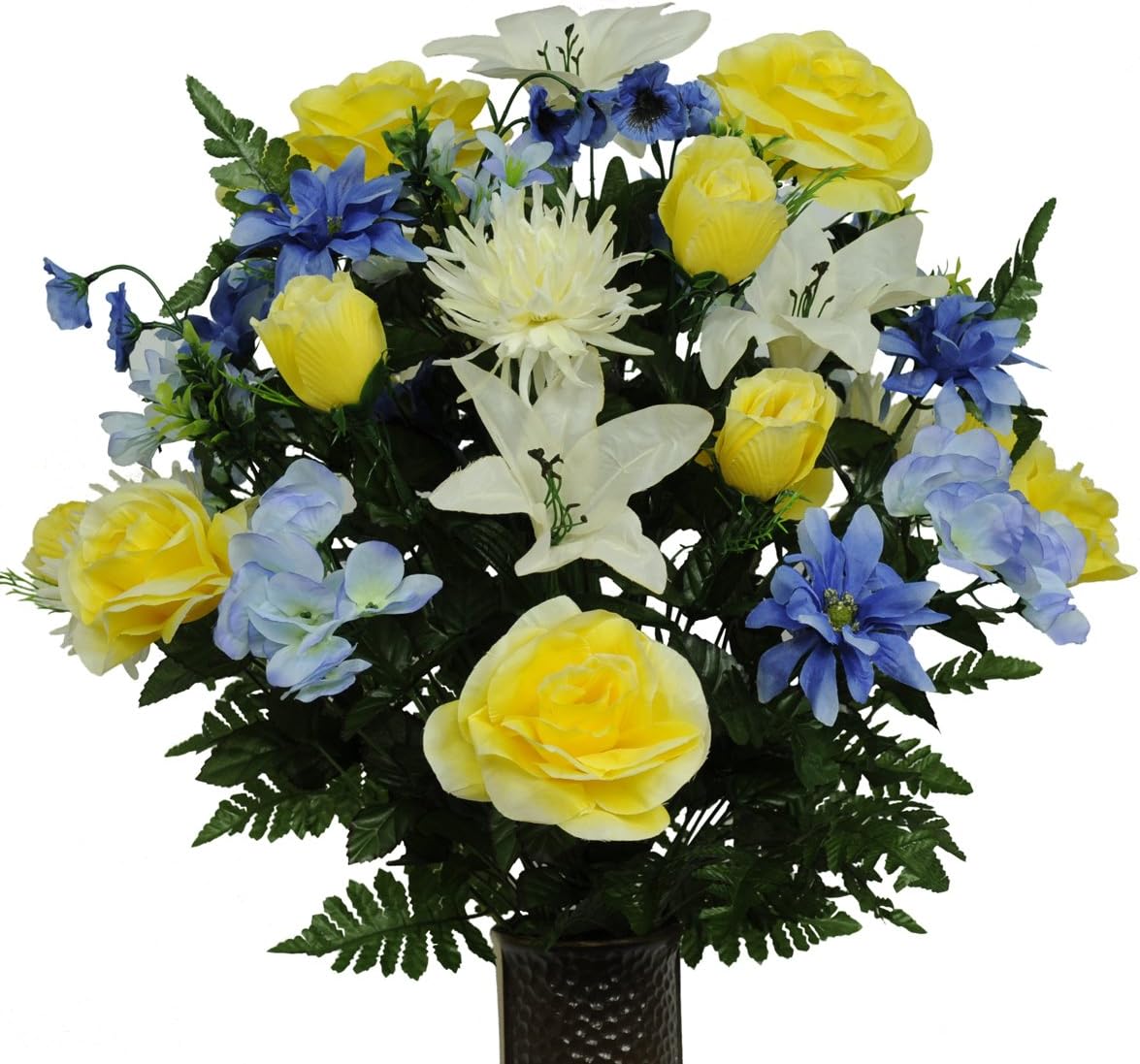 Amazon｜ママホワイト、ライトブルーHydrangeaミックス人工ブーケ、featuring The stayinthevase