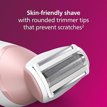 PHILIPS Lady Shaver Series 6000 Wireless Razor with 6 Accessories Body Exfoliating Glove Bikini Zone Trimmer (Model BRL146/00), White/Pink