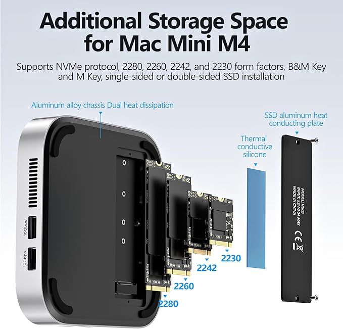 Hub y Base para Mac mini M4 con Enclosure NVMe SSD, 9 Puertos, 4K HDMI miniatura 3