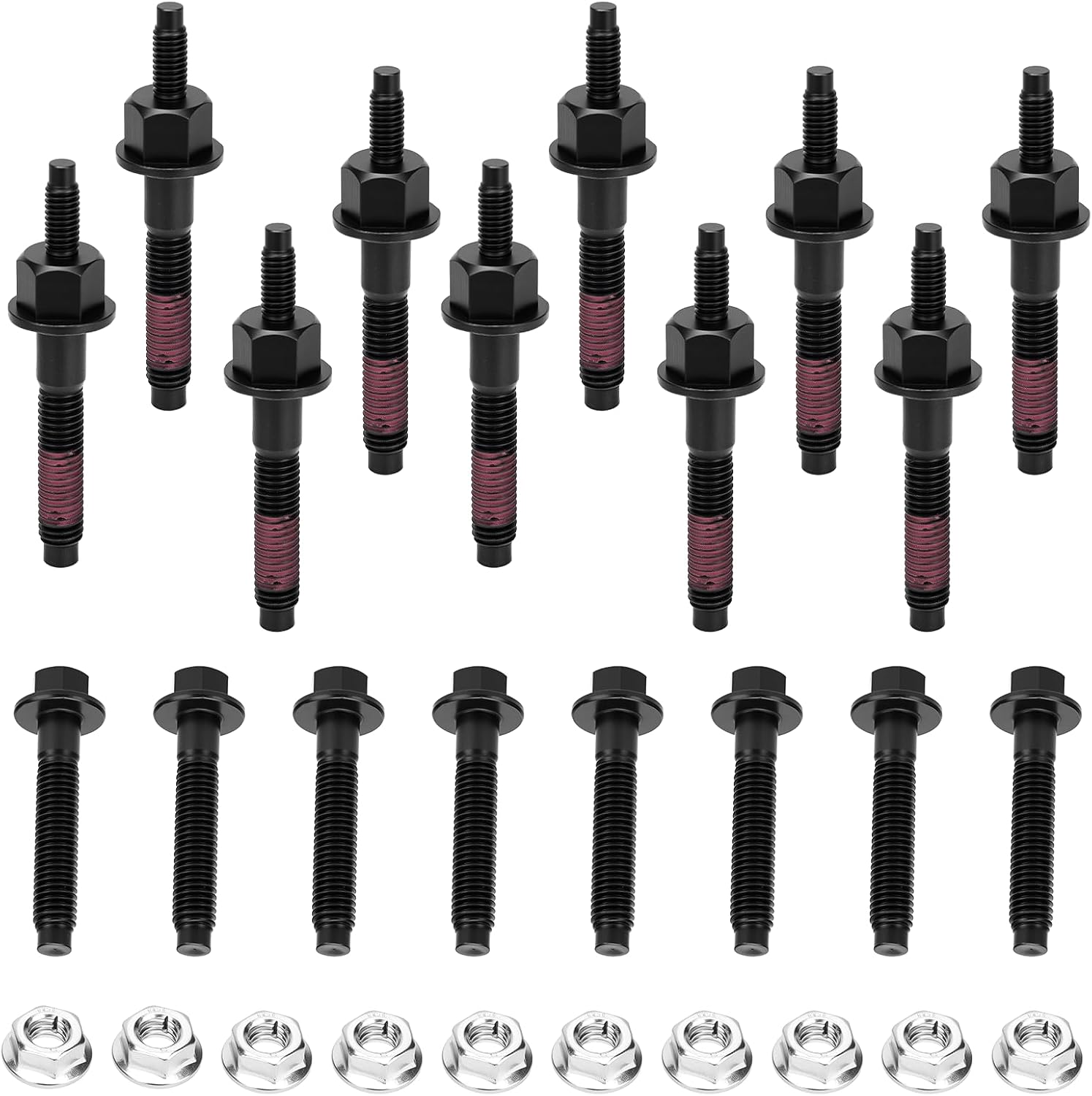5.7L V8 Exhaust Manifold Bolts & Nuts Kit, Left & Right Side Compatible with 2009-2023 Chrysler 300, Dodge Charger Challenger, Ram 1500 2500, Jeep, Replace# 03309