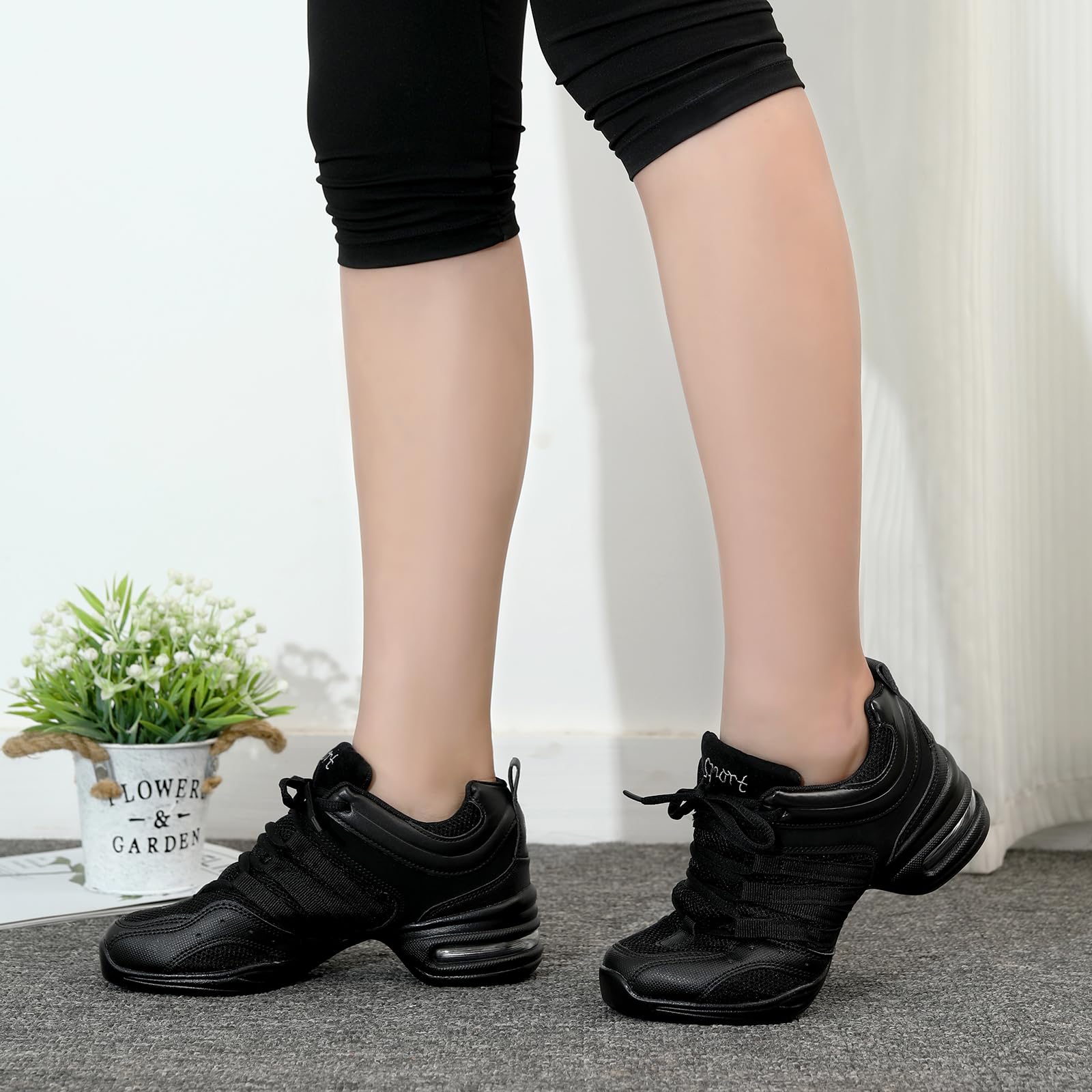 Zapatillas de Deporte Jazz para Mujeres Cojín de con Cordones Caminar Running Sneaker Aire Fitness Libre Deportes,Model-LYX729