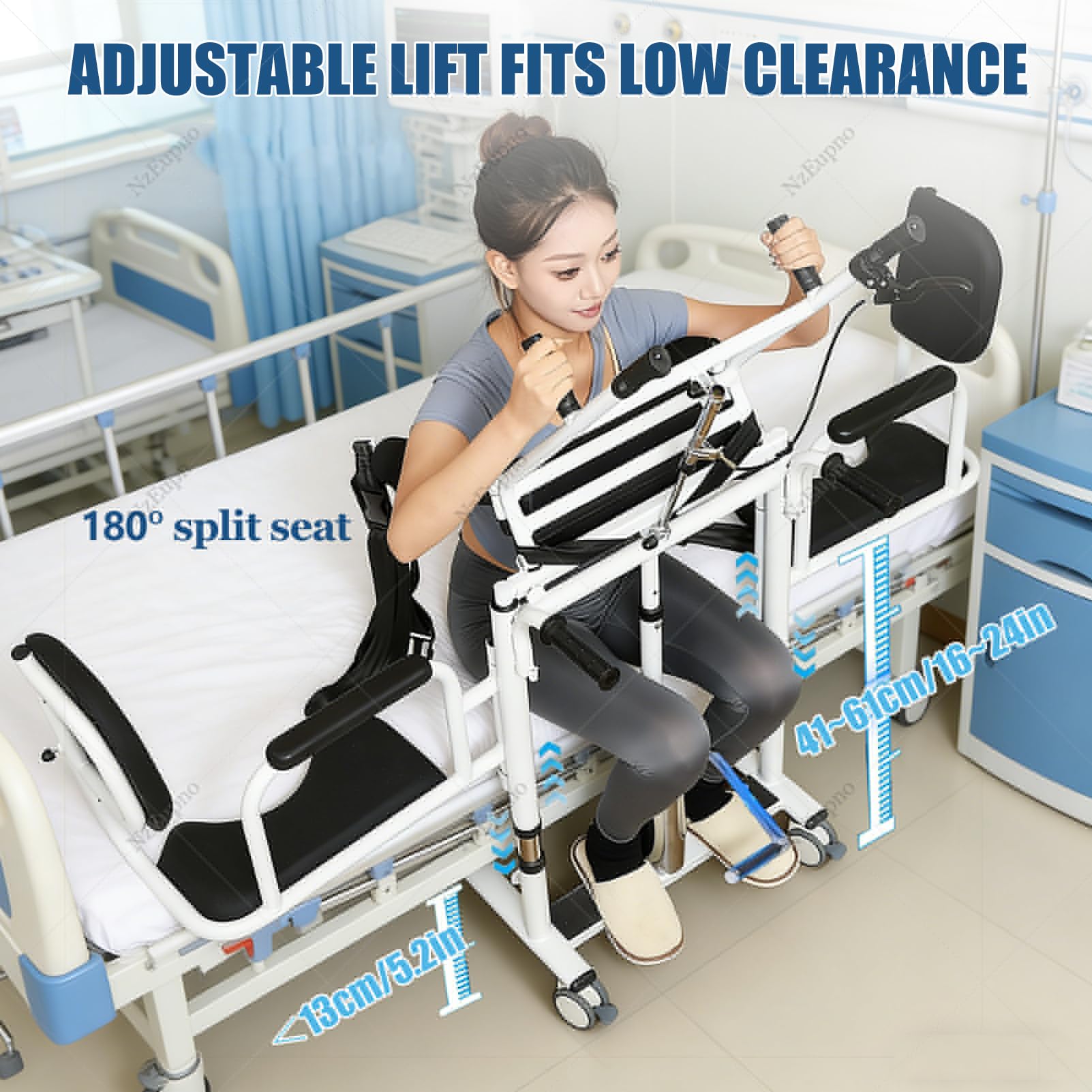 Silla Elevadora HidráUlica Para Pacientes Ayuda Para El Traslado De EnfermeríA A Domicilio Silla De Ruedas De Transferencia De Altura Ajustable Con Orinal Para Personas Mayores Con Discapacidad Black