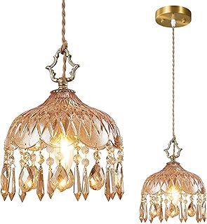 12 Lamp Ideas for Living Room for Bright Soft Ambient Light 30 Brass Vintage Glass Pendant Light Crystal Hanging Light Fixtures,Adjusta...