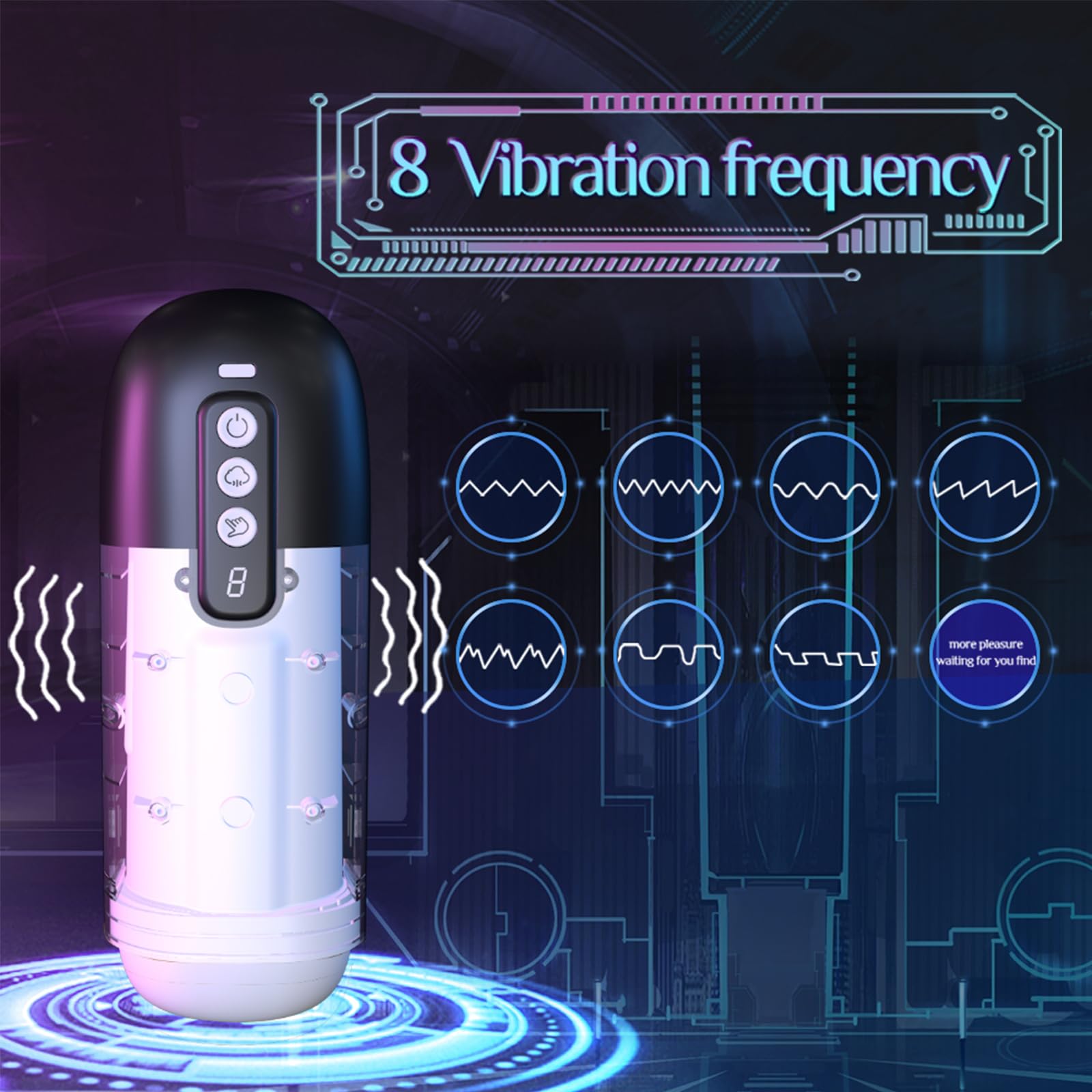 Elektrischer Masturbator für Männer, Freisprech Becher für Männer, Aussprache Funktion, 8 Saug- + 8 Vibrationsmodi, Masturbations-Sexspielzeug für Männer