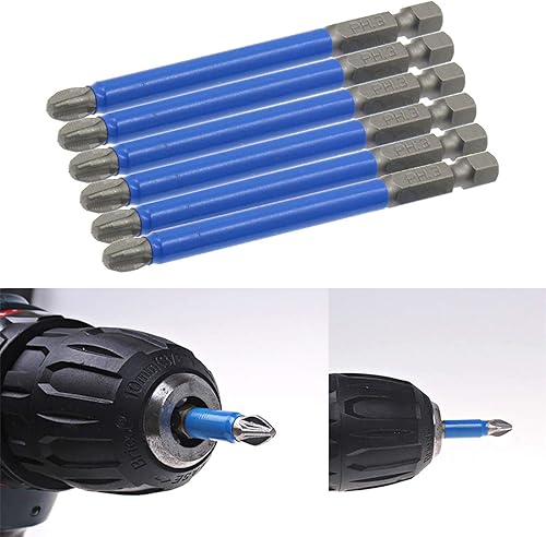 Miniatura 5 de Biaungdo Juego de 10 brocas magnéticas PH3 Phillips de 3.5 pulgadas de largo, antideslizantes #3 (PH3 x 3.543in)