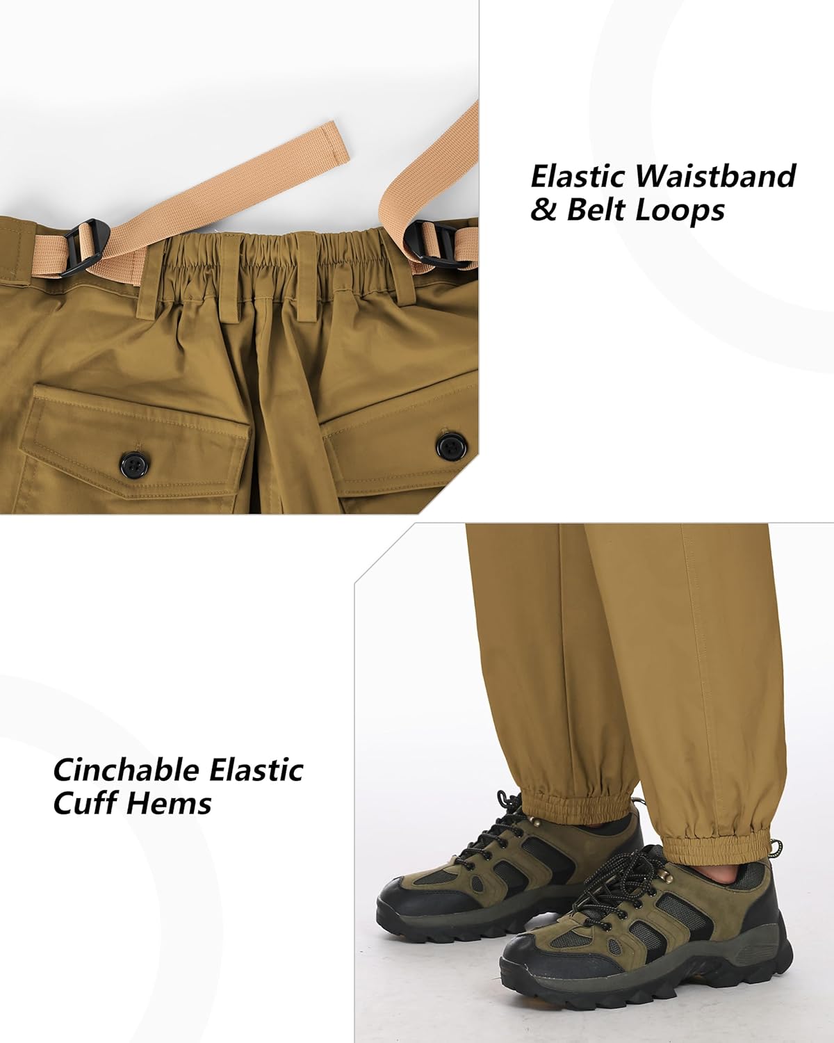 Women's Cotton Cargo Pants High Waist Adjustable Outdoor Hiking Pants with Pockets Stretch Travel Work Casual Pants - Image 4