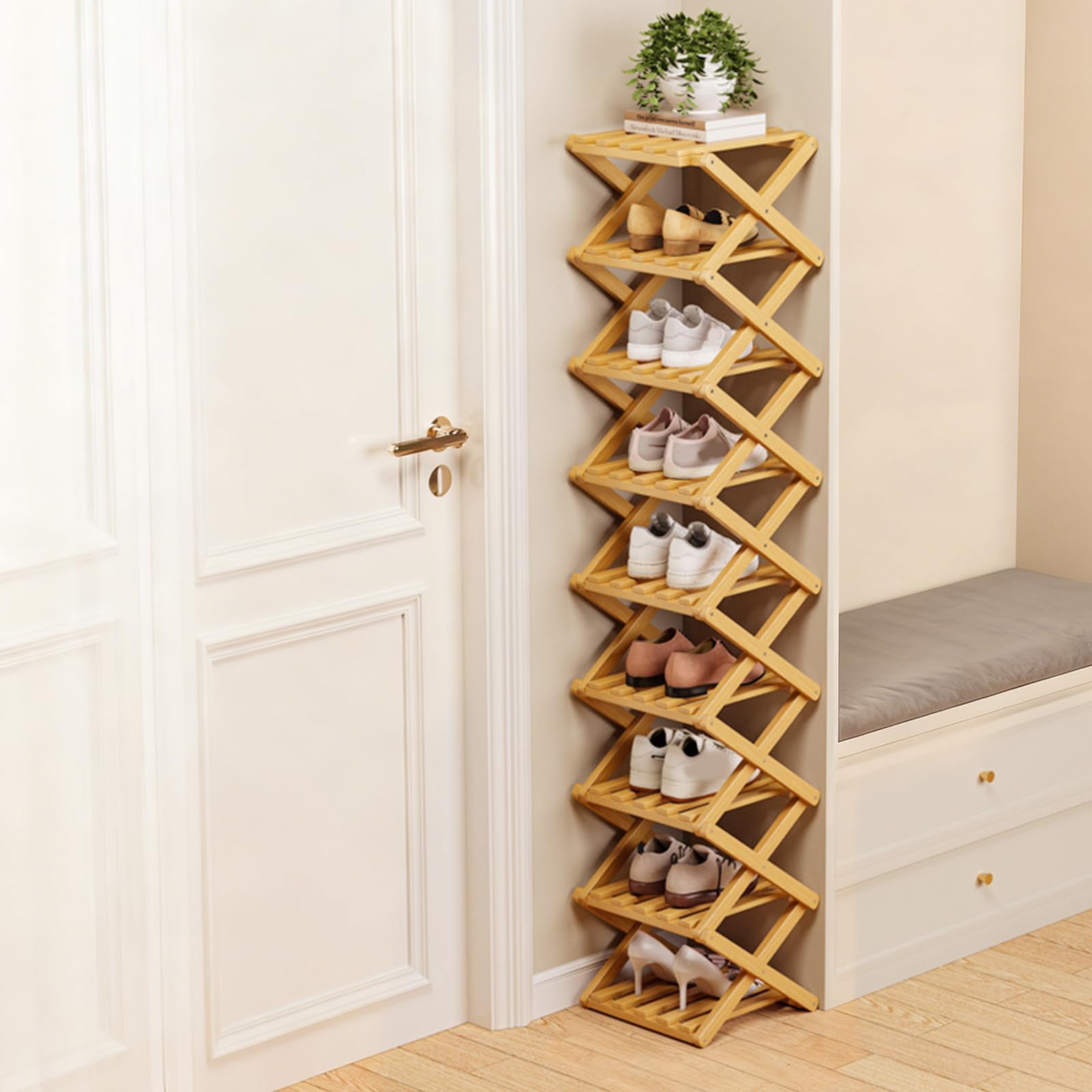 Meuble à chaussures pliable Nizer pour optimiser un placard ou dortoir