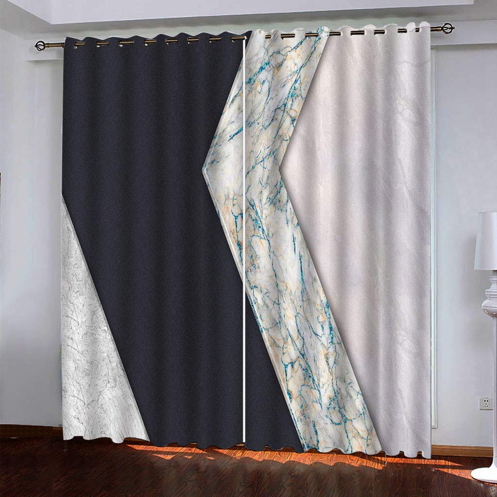 Maynuo Girls Curtains For Bedroom 3D Simple Marble Texture Eyelet Top Curtain For 62X78inch Kids Window Treatments For Home Decoration Thermal