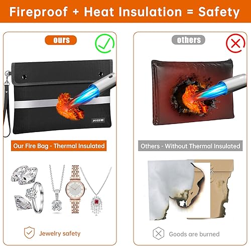 Miniatura 4 de Bolsa de dinero ignífuga con cerradura, bolsa de dinero ignífuga de 11.2 x 7.6 pulgadas con cierre de cremallera, bolsa de almacenamiento para