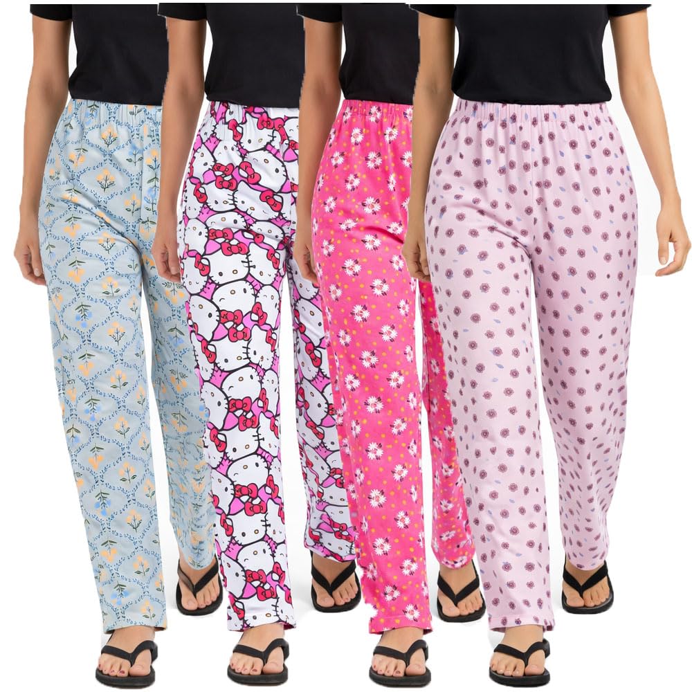 Womens Printed Pyjama, Night Wear Pants For Women 4Pack (Prints May Vary)-image-8