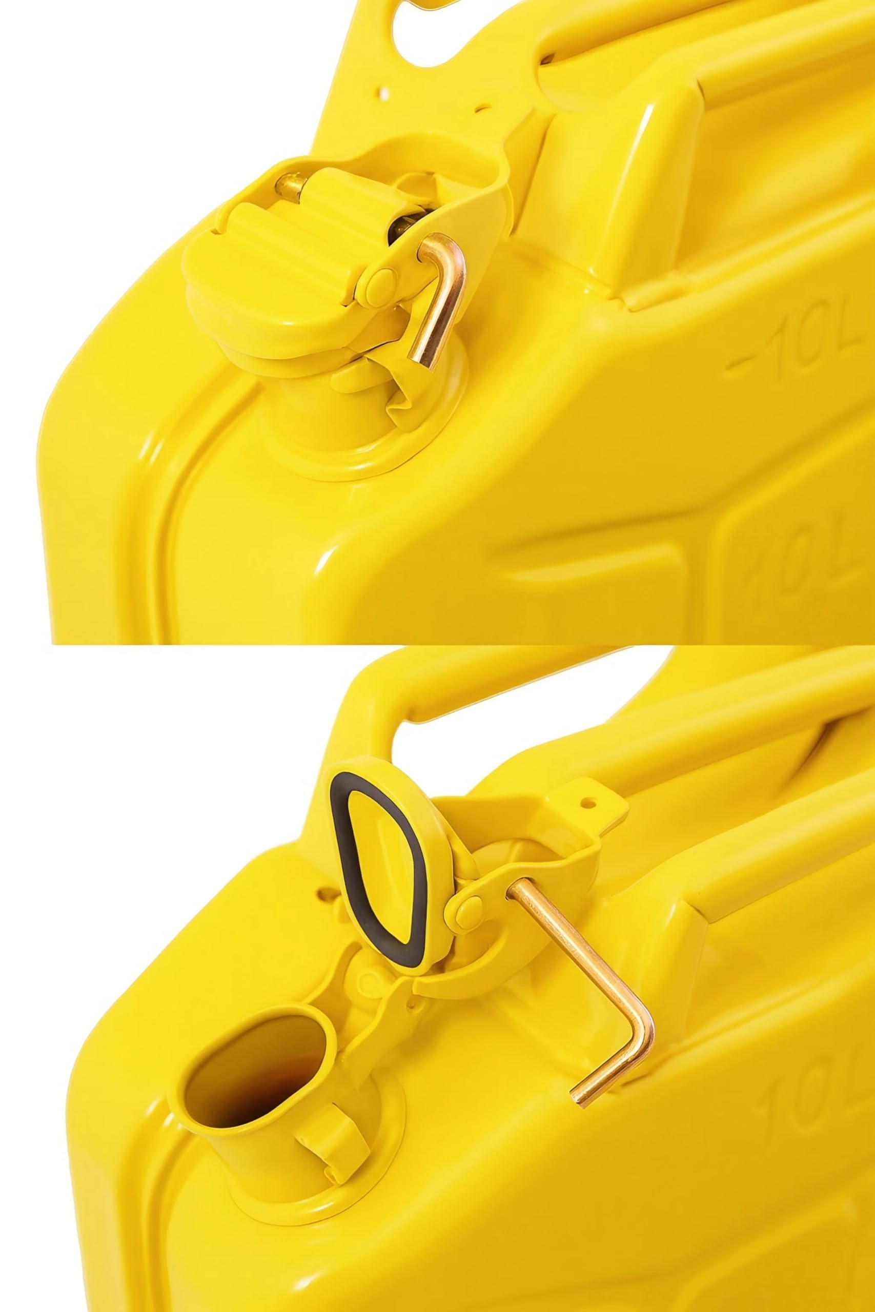 BW® Bidón de combustible de metal para gasolina, 5 x 20 litros, con boquilla Amarillo RAL 1018 Certificado TÜV y homologación UN Fabricado en Europa