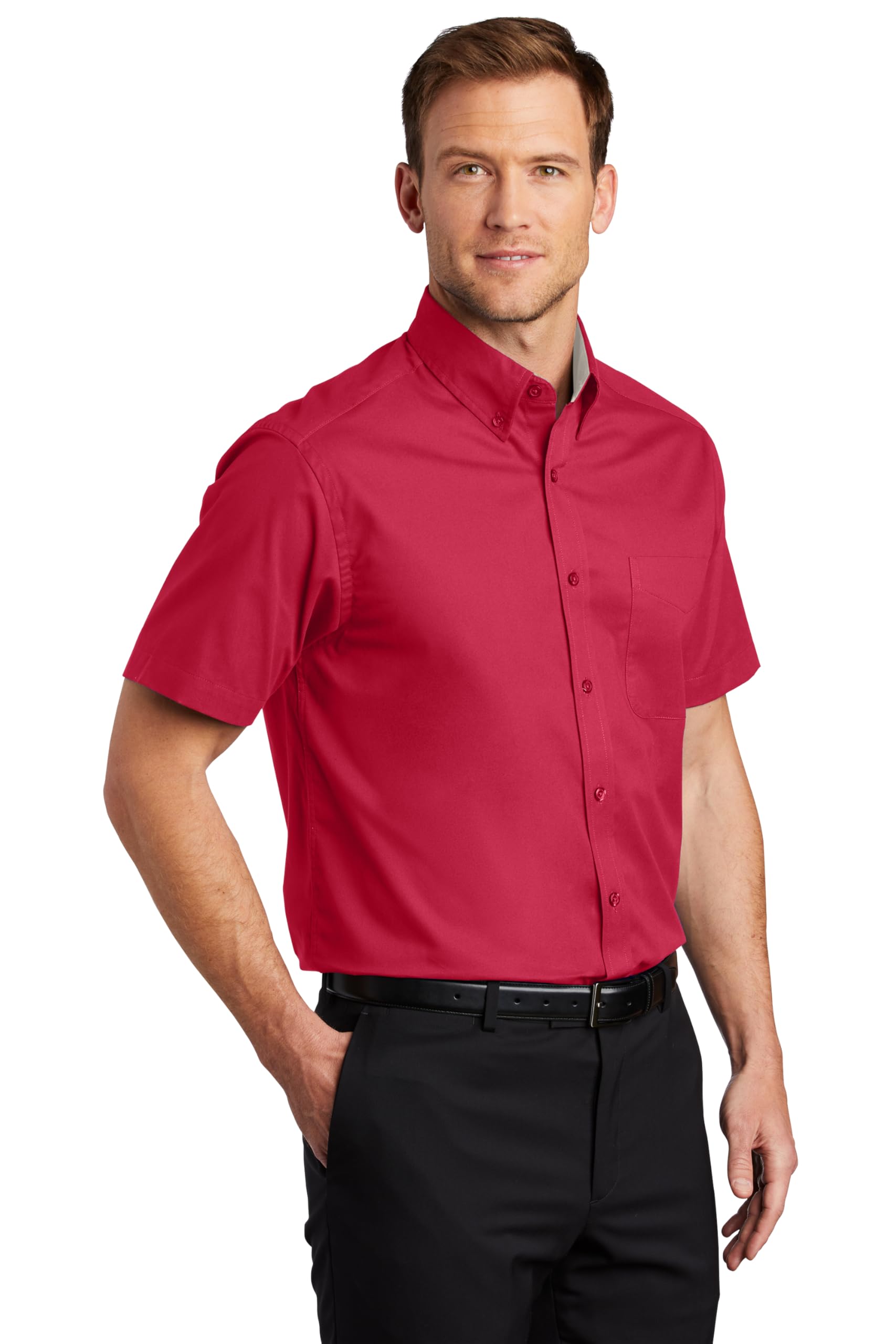 Clothe Co. Men's Short Sleeve Button Down Shirt with Front Pocket (Available in Big & Tall)
