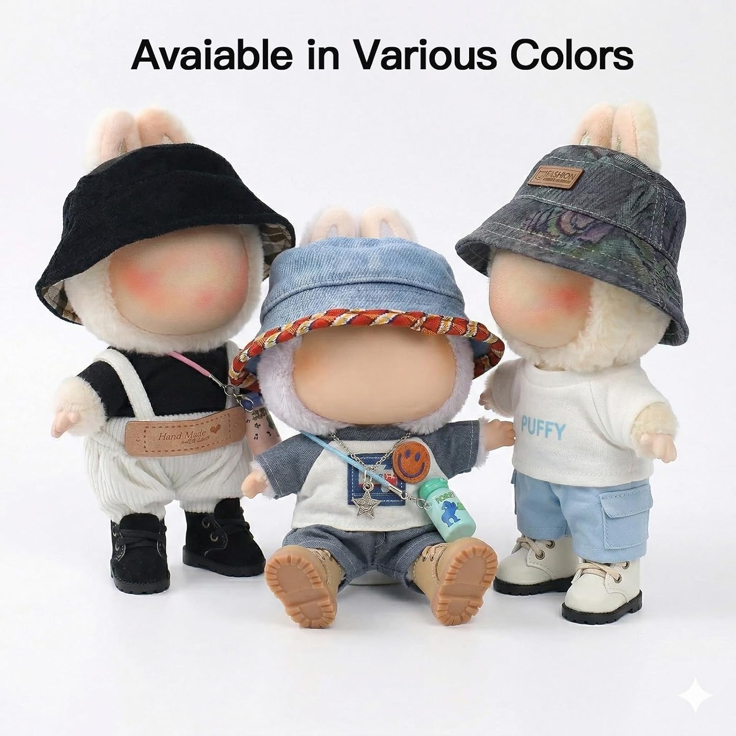 2 Pairs Doll Shoes Compatible with Lububu Doll, Stylish Lace-Up Boots for Dress-up, Outfit Accessory for 15cm 17cm Dolls (Black & Camel)