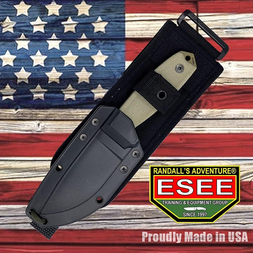 ESEE Knives 3P-MB Fixed Blade Knife w/Molded Polymer Sheath & MOLLE Back (Dark Earth Blade/Black Sheath)