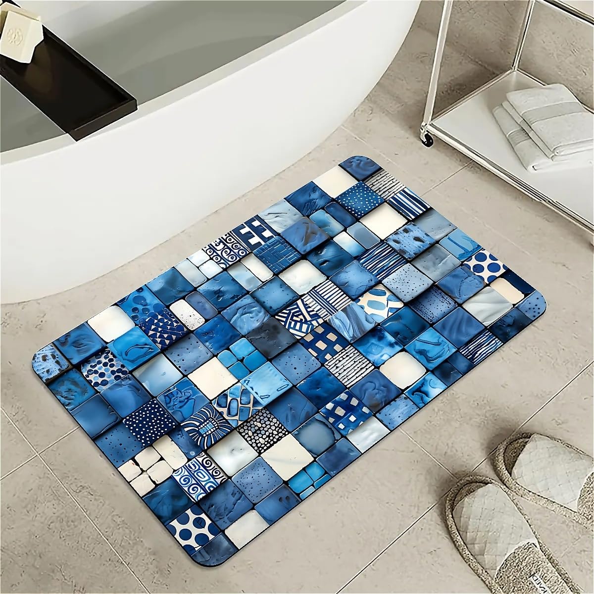 ZHUZHISHAN Diatomaceous Earth Bath Mat,Beauty Artistic Collage Non-Slip Volume Super Absorbent Fast Drying Eco-Friendly Easy to Clean for Bathroom