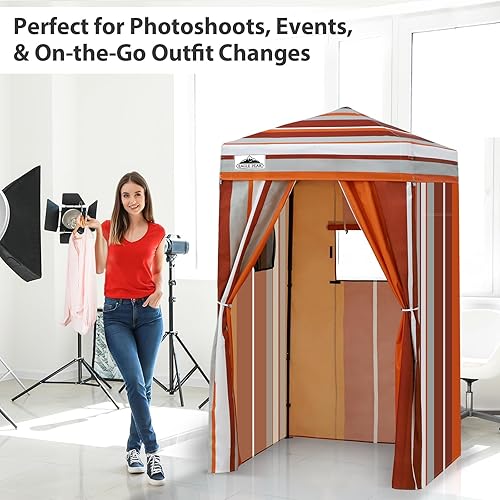 Vista 215 de EAGLE PEAK Flex - Toldo emergente ultra compacto de 4 x 4, refugio solar, vestidor, toldo portátil de privacidad tipo cabana para piscina, sesiones