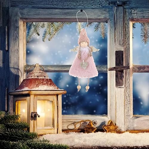 Miniatura 2 de Adornos para árbol de Navidad, muñeca de felpa de ángel colgante, adorno colgante de Navidad, decoración única en miniatura, estética, interior y