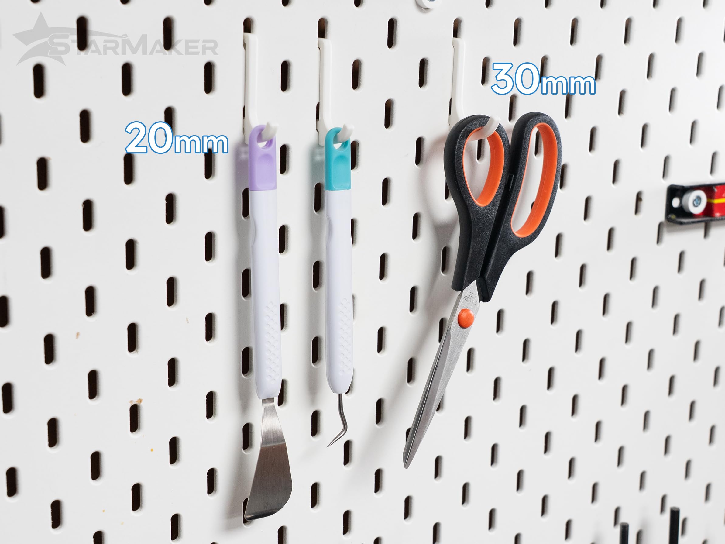 Set di 10 ganci per pannello forato Ikea Skadis - Modello rotondo, 30 mm - Supporto da parete, pannello per utensili e accessori