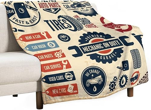Miniatura 61 de Manta clásica retro para automóvil, diseño clásico de automóvil clásico americano, diseño de motocicleta, manta de franela súper suave para cama y