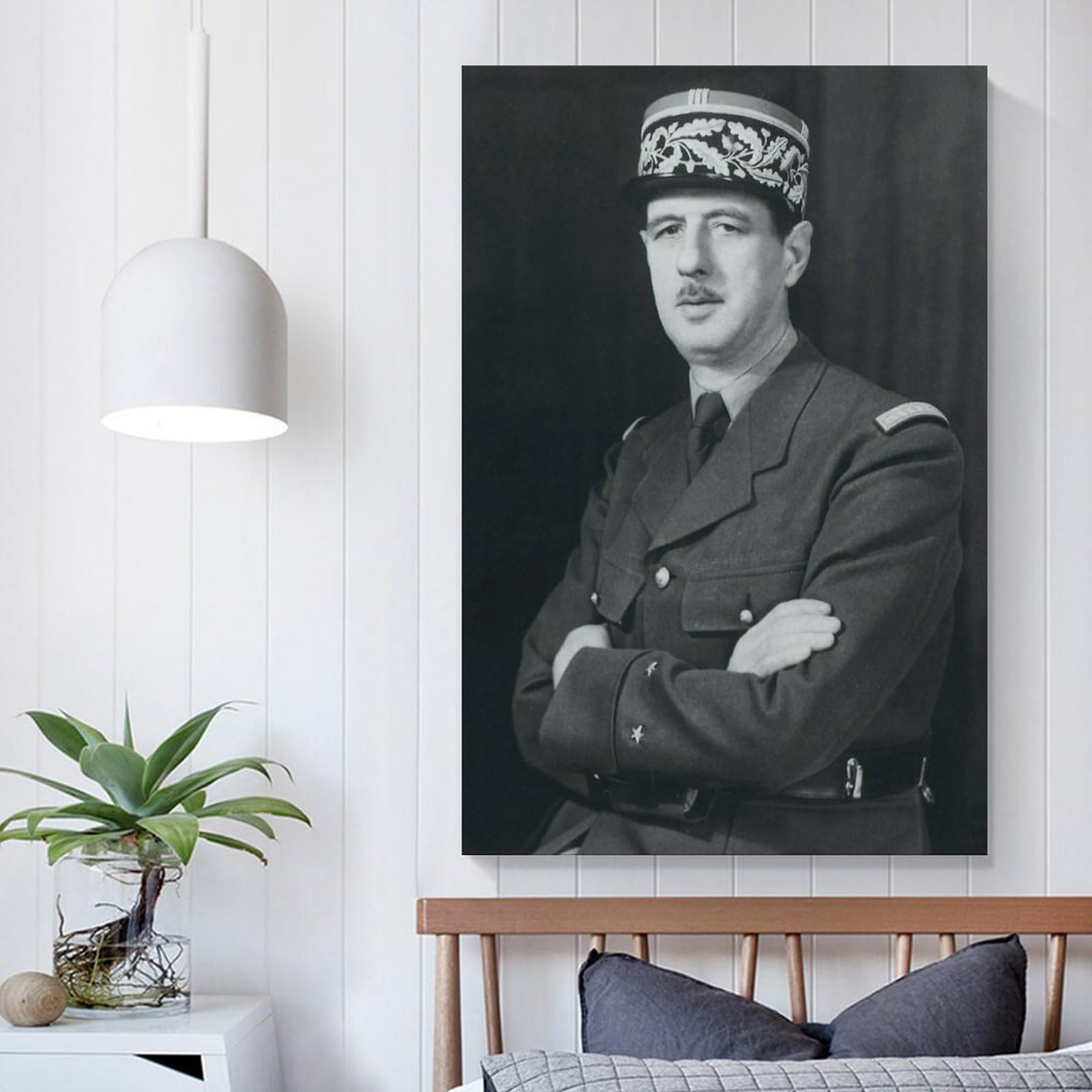 Poster Toile Charles De Gaulle – Impression Art Mural, 20x30 Cm, Décoration Salon, Bureau, Cadeau Historique
