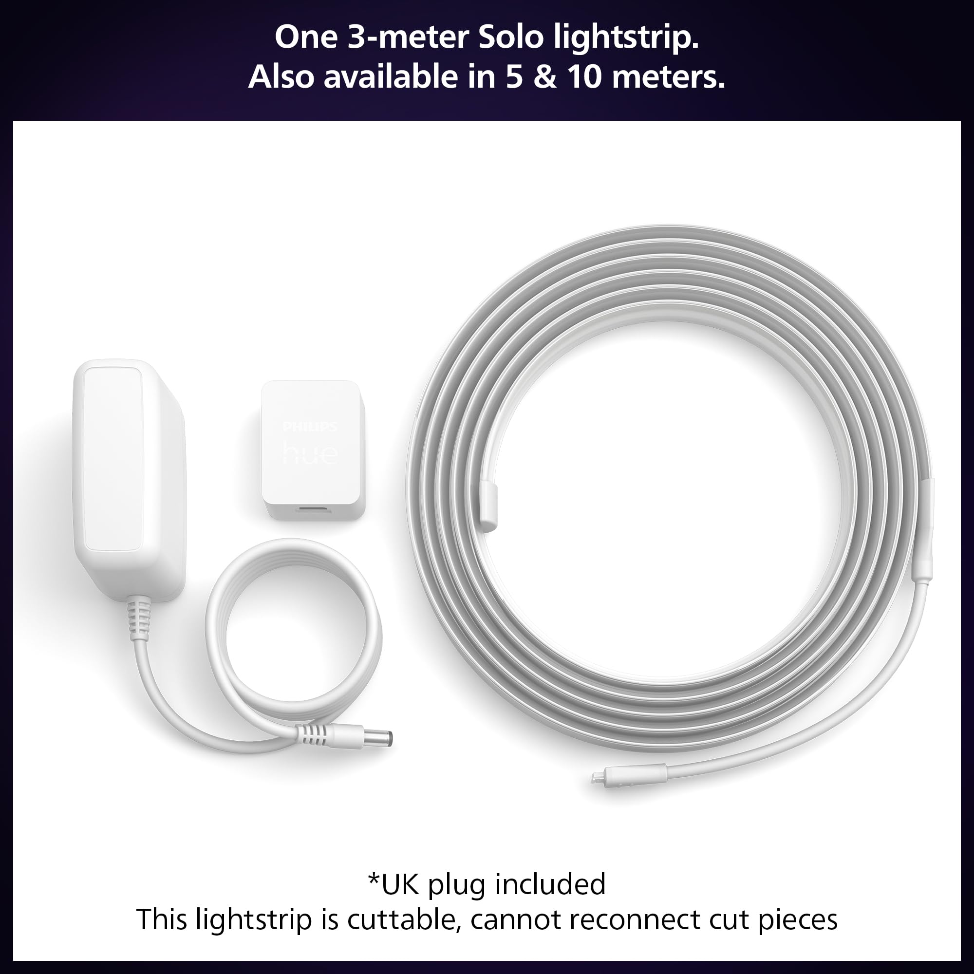 Philips Hue Indoor 3-Meter Smart LED Solo lightstrip (Non Extendable), 1 Pack, Control with Hue App, Works with Alexa - Image 2