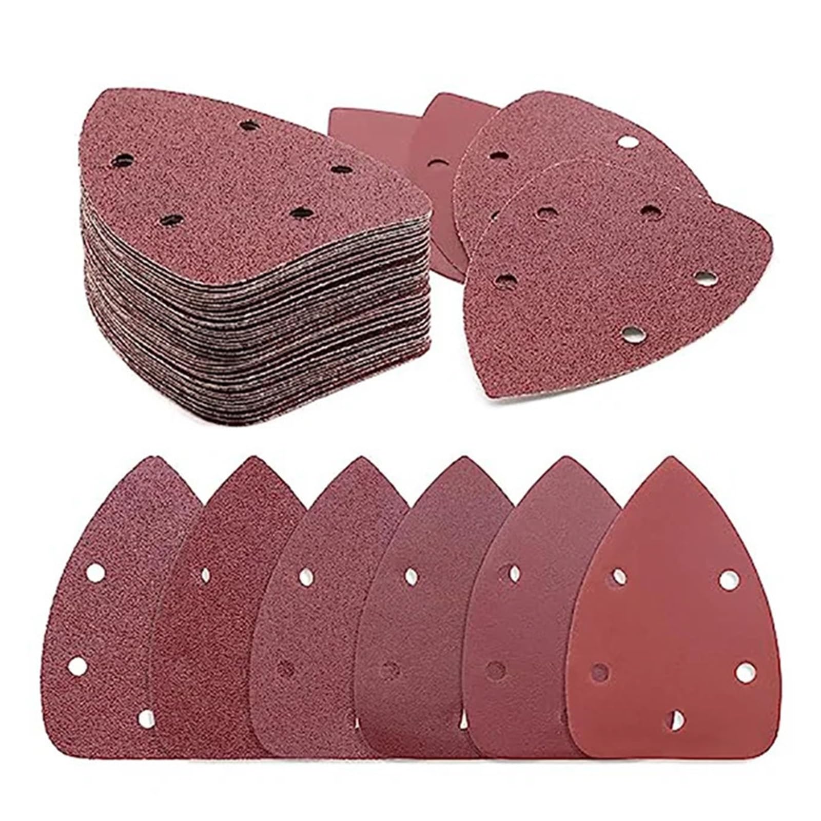 Hojas de Lijado Almohadillas de Pulido, Papel de Lija for lijadora de Detalles de ratón de 140 x 98 mm, 5 Agujeros, 60 Piezas con Gancho y Bucle Surtido