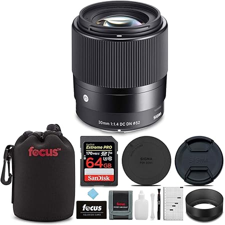 Amazon Com Sigma 30mm F 1 4 Dc Dn Contemporary Prime Lens For Sony E Mount W 64gb Extreme Pro Bundle Camera Photo