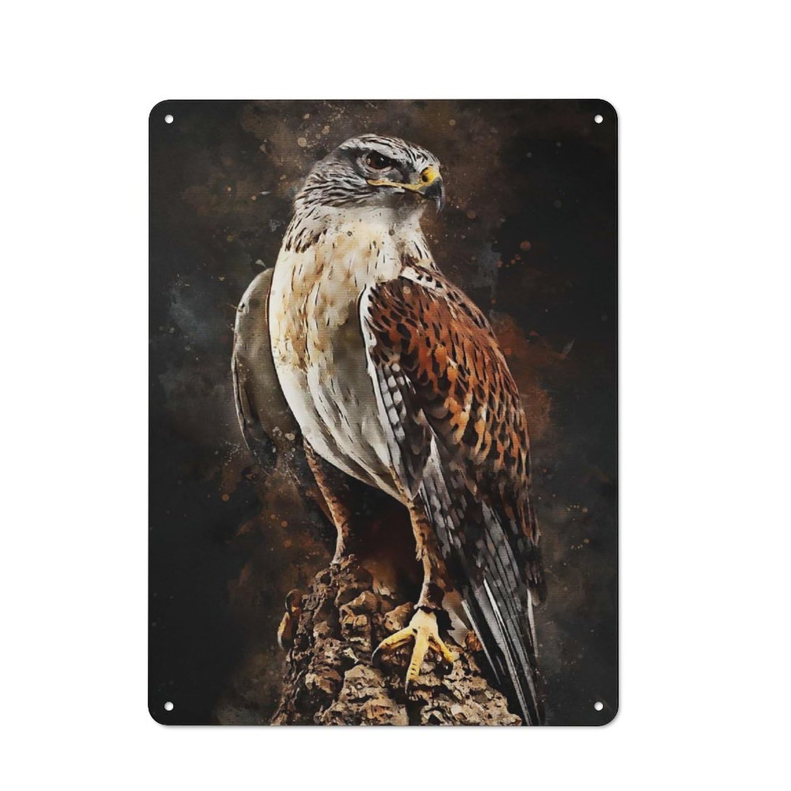 Classic Eagle Watercolor Design Metal Gift Sign 40x30cm, Small Space Decor for Home, Shop, Pub Or Studio Wall