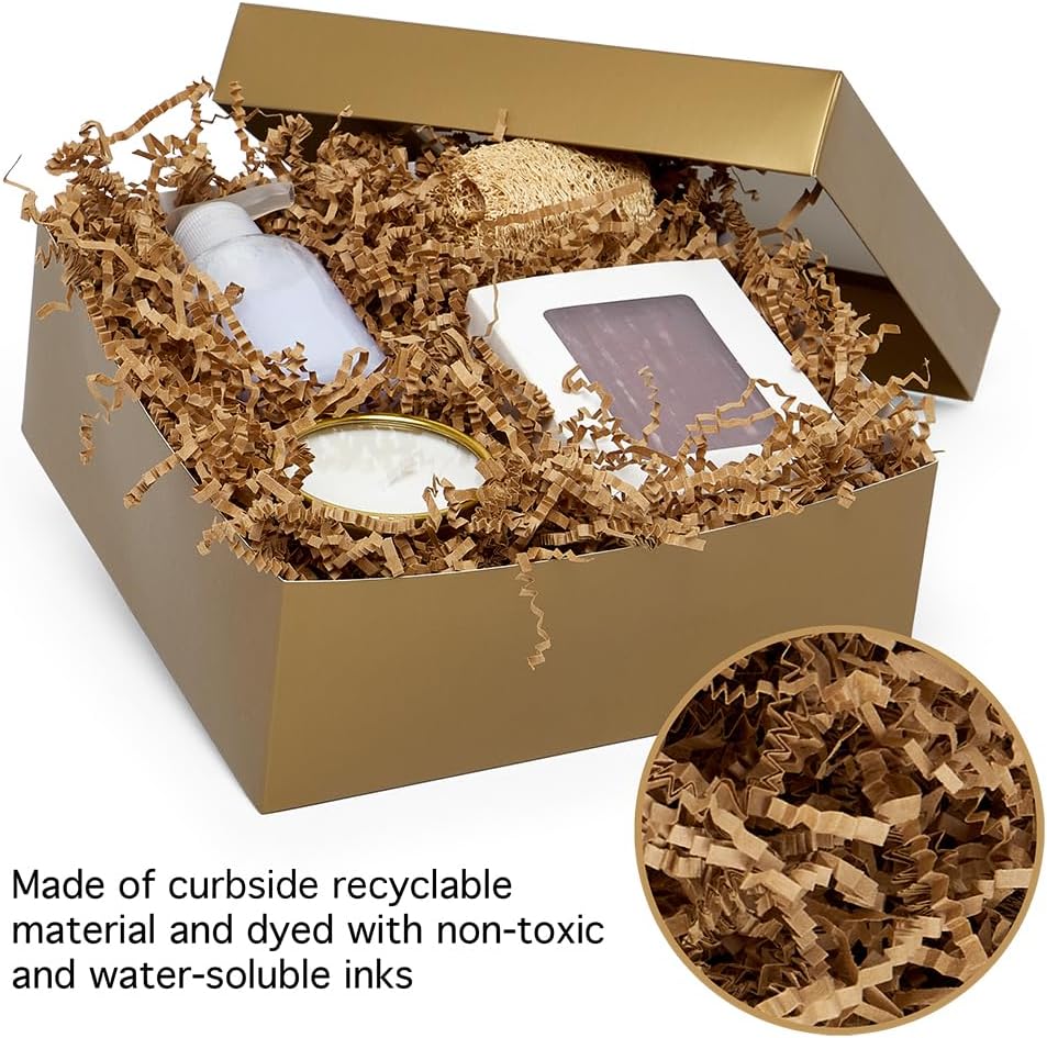 Paper Mart Kraft Crinkle Cut Paper for Gift Box (1/2 lb), Crinkle Cut Paper Shred Filler, Shredded Paper for Gift Box, Kraft Basket Filler Paper Shred (1/2 lb), Kraft Paper Box Filler